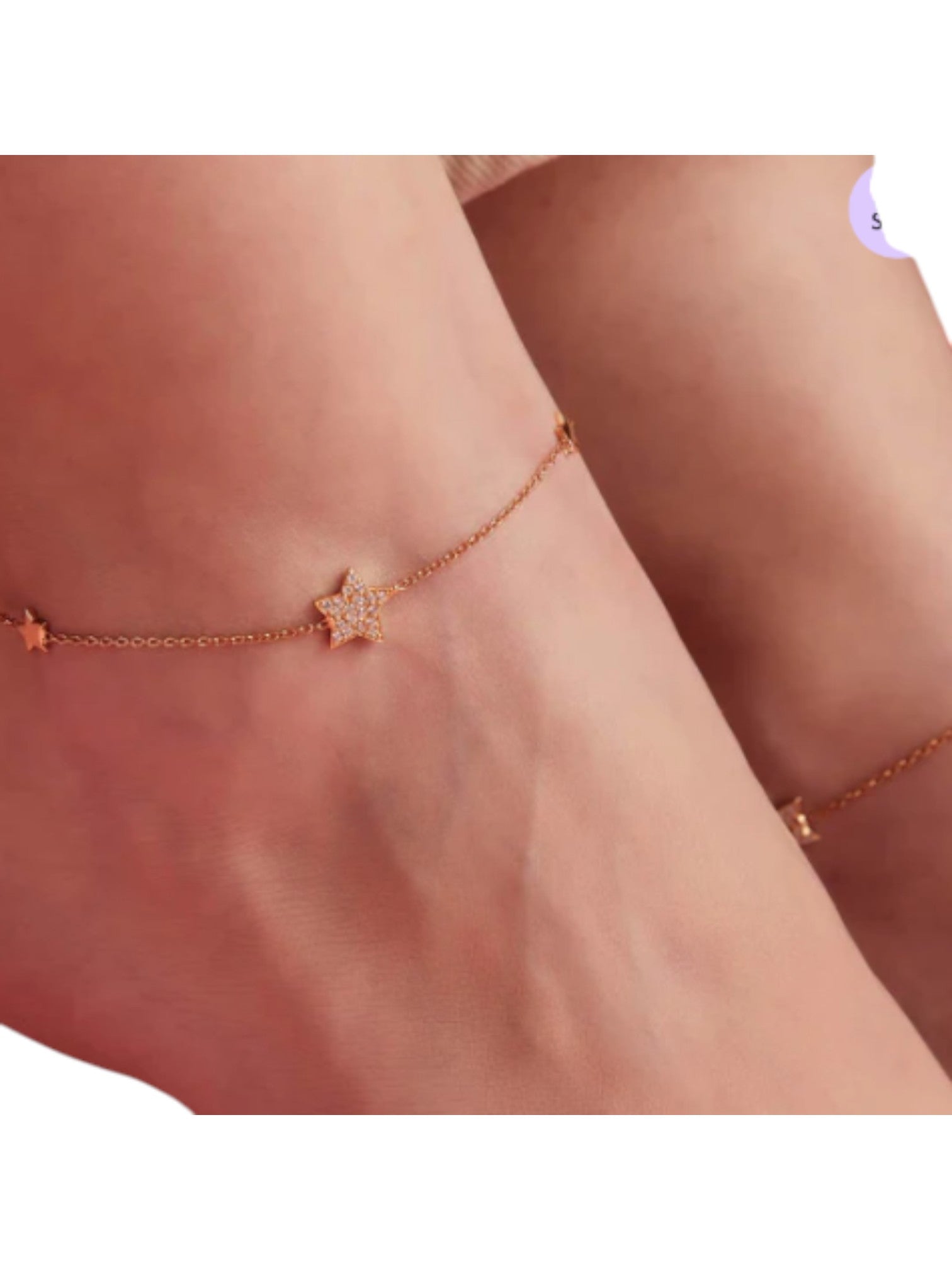 Star Rose Gold Plated CZ 925 Sterling Silver Anklet By Kesardeep Impex For Women